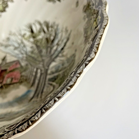 1950s Johnson Bros The Friendly Village Autumn Mists 8" Round Vegetable Bowl VTG - Picture 5 of 6